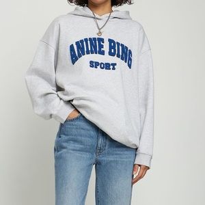 Anine Bing Tyler Hoodie- heather grey/electric blue